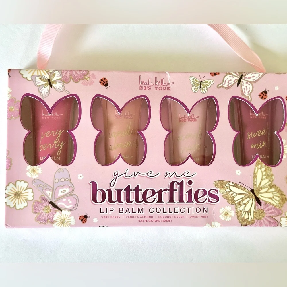 Nicole Miller NY Lip Balm Collection’Give me Butterflies’ 4 pc. BRAND NEW